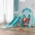 Spatiu de joaca copii3in1 Nichiduta Garden Tower Arcada Blue interiorexterior cu tobogan, leagan cu bara de protectie detasabila, jucarie muzicala, cos de baschet si minge inclusa
