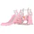 Spatiu de joaca pentru copii Nichiduta Garden Ocean Pink interiorexterior 3in1 cu tobogan, leagan cu bara de protectie detasabila si inaltime reglabila, jucarie muzicala, cos de baschet si minge inclusa