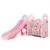 Spatiu de joaca Nichiduta Garden Big Meteor Pink pentru interior cu Tobogan, Cos de baschet si organizator carti