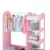 Stand pentru imbracaminte copii Ginger Home Mirror Pink cu 4 polite,bara pentru umerase,raft si oglinda, dimensiune 93.5x38x100.3 cm