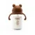 Sticluta de apa din tritan pentru copii, Kindnort Bringebaer, sterilizabila, pai moale din silicon cu biluta gravitationala, maner ergonomic, capacitate 300 ml, Brown