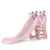 Tobogan 2in1  Nichiduta Garden Bear Pink cu inaltime reglabila, protectii laterale, scara solida, trepte late, manere si cos de baschet