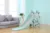 Tobogan 2in1 Nichiduta Garden Giraffe Blue cu inaltime reglabila, protectii laterale, scara solida, trepte late, manere si cos de baschet