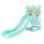 Tobogan Nichiduta Blue Happy Baby 2in1 cu cos de baschet, structura solida, Margini rotunjite, Manere, Scara solida cu trepte late
