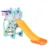 Tobogan Nichiduta Garden Giraffe AlbastruGalben 2 in 1 cu inaltime reglabila, Margini rotunjite, Trepte late, Manere si Cos de baschet, Varsta 3 ani+
