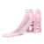 Tobogan pentru copii Nichiduta Garden Happy Kid Pink cu protectii laterale, inaltime reglabila, manere, scara solida, trepte late si cos de baschet