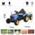 Tractor electric cu remorca Nichiduta Powerful Blue,acumulator 12V,roti late si rezistente,faruri cu lumini LED,spatar inalt,aspect realistic,unitate audio cu usb