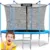 Trambulina de gradina pentru copii Neo-Sport Albastru 183cm 6FT cu Scara, Plasa interioara, Stalpi metalici cu protectie din burete, Intrare cu fermoar si catarama, Covoras impermeabil flexibil