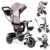 Tricicleta pentru copii Ecotoys WQL-066-52 Bej 2 in 1 cu scaun rotativ 360, roti din spuma EVA, greutate admisa 25kg