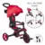 Tricicleta pentru copii Globber Explorer Rosu, 4 in 1 pliabila, cu maner cu control al directiei, scaun ajustabil pe inaltime, suport pentru picioare, roti din cauciuc Eva, sistem roata libera, de la 10 luni