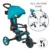 Tricicleta pentru copii Globber Explorer Turquoise 4 in 1 pliabila, cu maner cu control al directiei, scaun ajustabil pe inaltime, suport pentru picioare, roti din cauciuc Eva, sistem roata libera, de la 10 luni