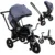 Tricicleta pentru copii Ikonka Trike Fix V3 Blue multifunctionala, 2 in 1 , cu scaun reversibil, pozitie somn, roti mari din cauciuc, suport pentru picioare si maner cu control al directiei
