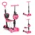 Trotineta 5 in 1 Ecotoys cu maner parental reglabil, scaun reglabil, 3 roti cu LED, greutate suportata 20 kg, varsta 3 ani+ roz