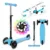 Trotineta Kidwell UNO blue, 3 roti cu lumini LED, ghidon reglabil din aluminiu, greutate maxima 25 kg, varsta 3 ani+