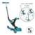 Trotineta evolutiva Globber Go-Up 4 in 1 Deluxe Lights Turquoise, ghidon reglabil, scaun, maner parinte, roti cu Led, greutate admisa 50 kg